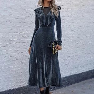 Ruffle trim glitter dress